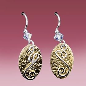 Jody Coyote Silver and Bronze Oval Earrings