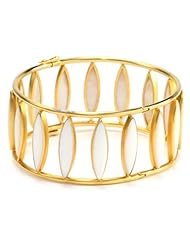 Lauren Harper Collection Over the Moon 18k Gold Mother-Of-Pearl Hinged Bangle Bracelet
