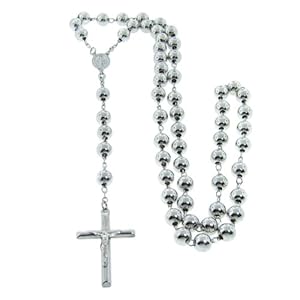rosary necklace sterling silver 8mm beads