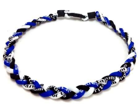 20" Royal Blue Black White Titanium Sports Tornado Necklace w/ Case