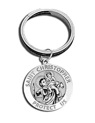 Saint Christopher Religious Engravable Keychain - Available in Sterling Silver and Gold Plated