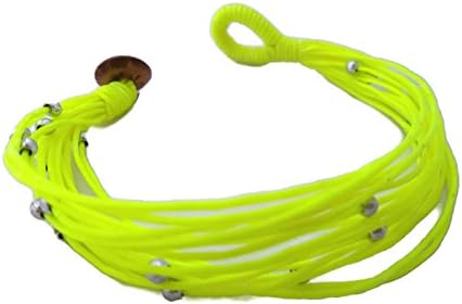 by Angel by Angel 7 inches Striking Yellowish Greenish Color Bracelet in Multi-Layers Waxed Cord Rope With Coconut Shell Button