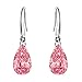 Women Dangle Earrings 14k White Gold Plated 12mm Pear Shape Naked Drill Cubic Zirconia Crystal Eardrop for Women