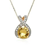 41Qel1Xx2OL. SL160  18k Yellow Gold Overlay Sterling Silver Citrine 9mm and Diamond Accent Pendant, 18