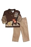 Little Rebels Infant Boys (12-24mo) 2pc brown polo shirt & cords pant set - bear