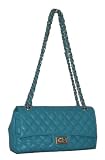 Light Blue Quilted Chain Strap Turnlock Shoulder Bag -- SwankySwans