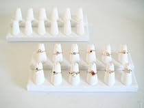 2 White Leather 12 Finger Ring Showcase Counter Top Jewelry Display 2 White Leather 12 Finger Ring Showcase Counter Top Jewelry Display