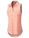 J.TOMSON Womens Sleeveless Button Down Blouse