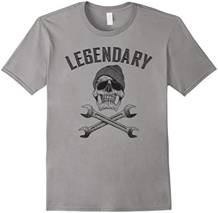 Legendary Skull Wrench Mechanic Biker Tshirt for MEN - Male Medium - Slate