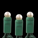 Pearlized White - 100 Bulbs - G8 Shape - Length 34 ft. - Bulb Spacing 4 in. - Green Wire - Globe Christmas Light String - Brite Star 3642100