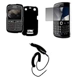 EMPIRE Black Rubberized Hard Case Cover + Screen Protector + Car Charger (C ....