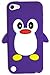 BUKIT CELL (TM) Apple iPod Touch 5 Penguin Silicone Case (PURPLE) + BUKIT CELL Trademark Lint Cleaning Cloth + Screen Protector + WirelessGeeks247 METALLIC Touch Screen STYLUS PEN with Anti Dust Plug