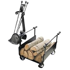 5 teil Kaminbesteck Set 2 mit Holzkorb Kamingarnitur