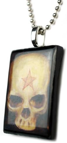 Protection Pentacle Skull Black wood Prayer Amulet Charm Talisman Pendant necklace