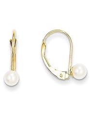 MadiK® Childrens 14k yellow Gold Polished FW Cultured Pearl Leverback Earrings