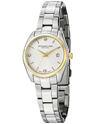 Stuhrling Original Womens 414L.03 Classic Ascot Prime Stainless Steel Bracelet Watch with Gold-Tone Bezel and Swarovski Crystals