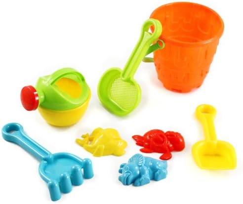 8pc Beach Time Sand Castle Children's Play Toy Set w/ Molds Shovel Rake & Sifter