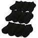 12 Pairs Thick Solid Black Anklet Casual Sport Socks Set Toddler Boys Ages 2-3