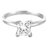 Certified Platinum Princess Cut Solitaire Diamond Engagement Ring (1 ct, G-H Color, VS2 Clarity)