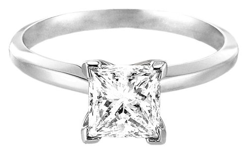 Platinum Princess Cut Solitaire Diamond Engagement Ring (1 ct, G-H Color, VS2 Clarity)