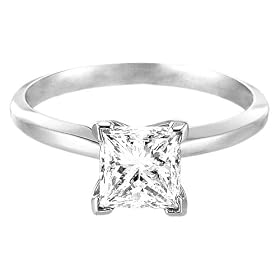 Platinum Princess Cut Solitaire Diamond Engagement Ring (1 ct, G-H Color, VS2 Clarity)