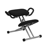 Ergonomic Kneeling Chair in Black Fabric with Handles [WL-1429-GG]