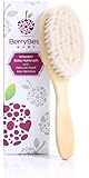 BerryBest Baby Hairbrush ~ Natural Goat Hair with Wooden Handle for Your Newborn ~ Soft Brush for Fine Hair ~ Berry Burst