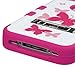 MYBAT Hybrid Dual Layer Protector Cover with Kickstand for Apple iPhone 4/4S - Retail Packaging - Butterfly Dancing/Hot Pink