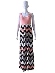 Polyester/Spandex Sleeveless Summer Empire   Waistline Striped Print Maxi Dress 