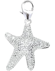 14K White Gold Diamond Star Fish Charm-White Gold