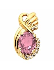 10K Yellow Gold Oval Cut Pink Tourmaline Pendant -- LIFETIME WARRANTY