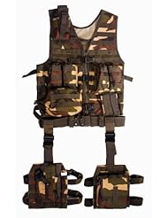 Sports: Ultimate Arms Gear Tactical Assault Scenario Woodland Camo Camouflage MOLLE 10 Piece Ambidextrous Complete Kit Set Deluxe Modular Web Vest w/ Hydration Bladder Pocket + 2 Open-Top Double Mag Ammo Pouches + Pistol Mags + Cell Phone Radio Pouch + Adjustable Duty Belt + Medical Utility Pouch + Dropleg Pistol Ambi Holster + Multi Purpose Dump Drop Leg Platform Rig - Ultimate Arms Gear