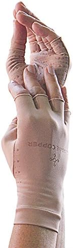 Copper Compression Gloves for Hands BEIGE Size Small Reduce swelling boost circluation