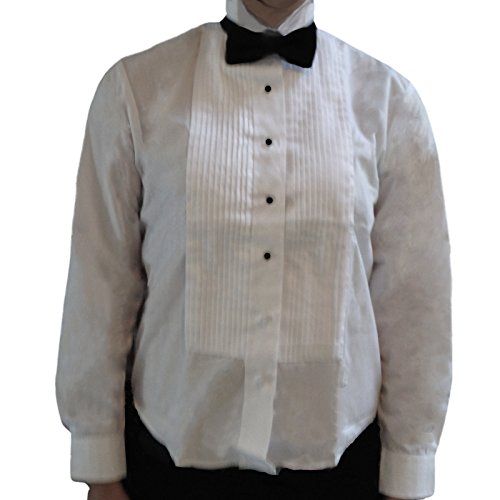 Broadway TuxmakersWomen's White Tuxedo Shirt with Wing Collar and 1/4" Pleats