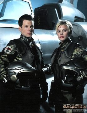 Battlestar Galactica Apollo Starbuck in Viper Flight Suits 8x10 Photo