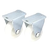 uxcell 長方形プレート　 30mm x 14mm　固定車輪キャスター　ショッピングカート用　ホワイト 2個