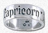 Solid Sterling Silver Zodiac Band Ring - Capricorn