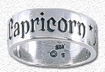 Solid Sterling Silver Zodiac Band Ring - Capricorn