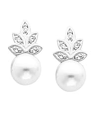Pair of 14K White Gold Pearl and Diamond Earrings -- LIFETIME WARRANTY