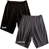 Women's Cotton Bike Shorts in plus sizes. Charcoal and black. Made in USA.