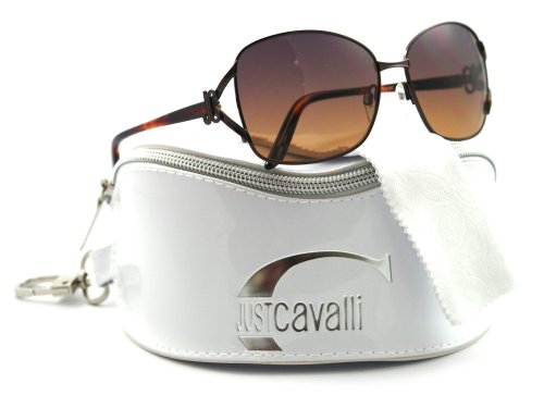 Just Cavalli Women's 261S Metal Sunglasses,Shiny Dk. Brown Frame/Gradient Light Brown Lens,one size