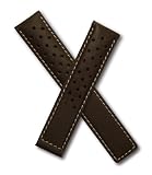 Brown Sports perforated leather strap to fit TAG Heuer Carrera models with 19/18 mm straps.