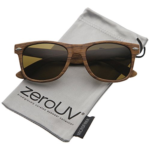 zeroUV - Classic Modern Wood Print Square Horn Rimmed Sunglasses 52mm