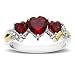 Sterling Silver and 14k Yellow Gold Diamond and Heart-Shaped Created Ruby Ring (0.01cttw, I-J Color, I3 Clarity), Size 7