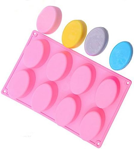 Sinduc Chocolate Mould 8 Cavity Oval Soap Mold Silicone Tray Muffin Making