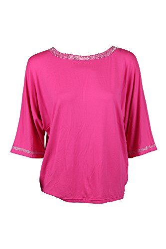 Joyous & Free Womens Pink Beaded Dolman 3/4 Sleeve Knit Top XS