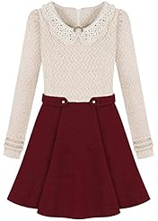 Fall Winter Long Sleeves Shift Short Polyester Beaded Colorblocking General Print  Dress