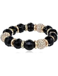 Nine West "Seeing Stars" Gold-Tone Jet Pave Stretch Bracelet, 7"