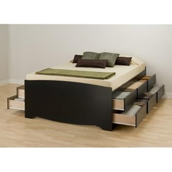 Prepac Sonoma Double/Full Tall Platform Storage Bed, Black