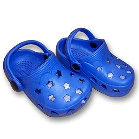Infant Toddler Boy's Blue Clogs with Star Shaped Perforations